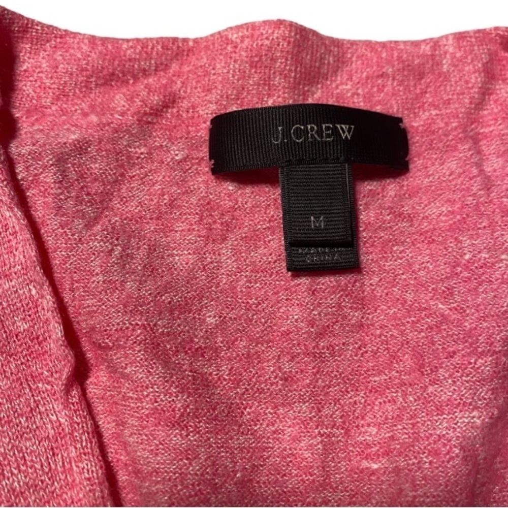 J.Crew Pink Wool Linen V-Neck Sweater Size Medium - Picture 3 of 7